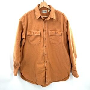 L.L. Bean chamois cloth shirt heavyweight flannel light melon orange workwear 17